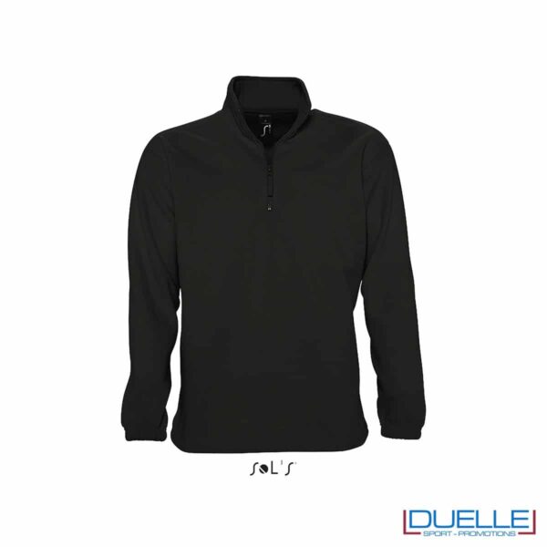 Pile unisex personalizzato mezza zip colore nero