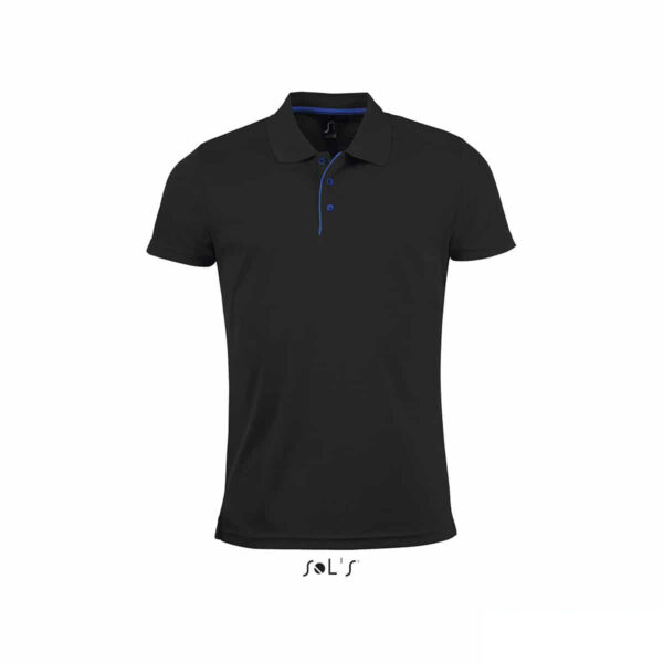 polo personalizzata sportiva in poliestere traspirante colore nero, polo personalizzata, abbigliamento sportivo personalizzato