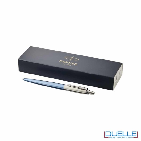 Penna Parker Jotter a sfera in metallo colore blu chiaro refill blu
