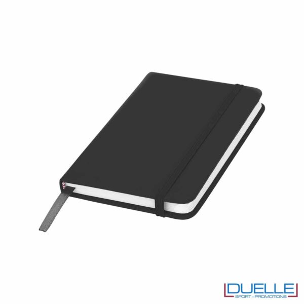 blocco appunti personalizzato A6 in colore nero, quaderno appunti tipo moleskine promozionale colore nero