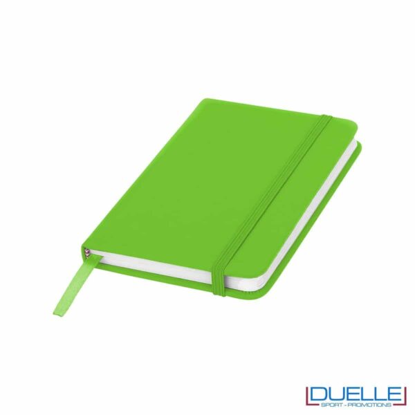 blocco appunti personalizzato A6 in colore verde lime, quaderno appunti tipo moleskine promozionale colore verde lime