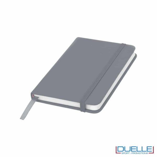 blocco appunti personalizzato A6 in colore grigio, quaderno appunti tipo moleskine promozionale colore grigio