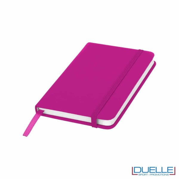 blocco appunti personalizzato A6 in colore giallo, quaderno appunti tipo moleskine promozionale colore fucsia