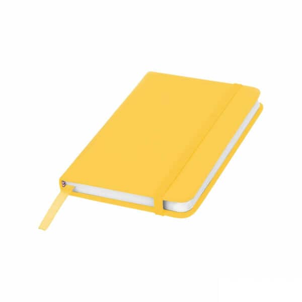 blocco appunti personalizzato A6 in colore giallo, quaderno appunti tipo moleskine promozionale colore giallo