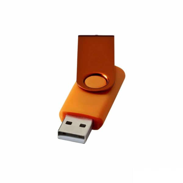 chiavetta USB personalizzata in colore arancione con scocca in alluminio anodizzato, memoria USB personalizzata