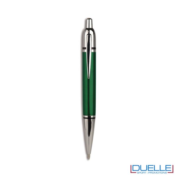 Penna a sfera in metallo con chiusura a scatto.