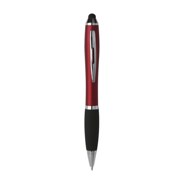 Penna a sfera con punta touch screen per schermi capacitivi (ipad, iphone, tablet, samsung galaxy, android ecc...) in plastica con clip in metallo. Chiusura a rotazione.