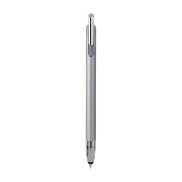 Penna touch screen con fusto interamente in metallo e puntale in plastica colore argento