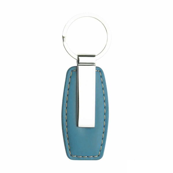 Portachiavi in metallo personalizzato con incisione laser colore blu