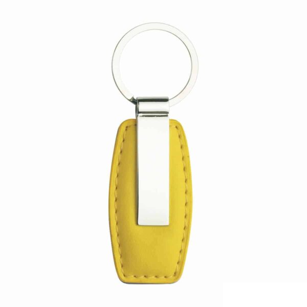 Portachiavi in metallo personalizzato con incisione laser colore giallo