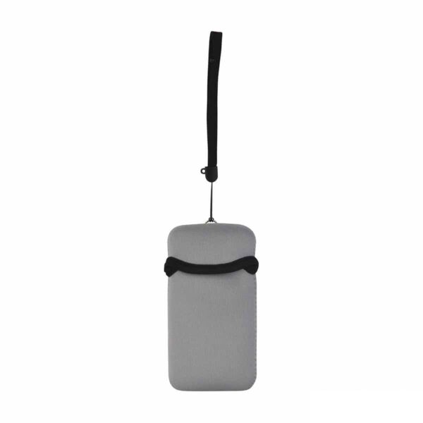 Portacellulare personalizzato in neoprene colore GRIGIO da appendere al collo. gadget estivi personalizzati, gadget personalizzati