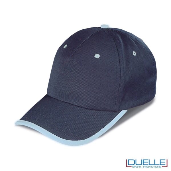 cappellino personalizzato a 5 pannelli con orlo a contrasto, colore blu navy