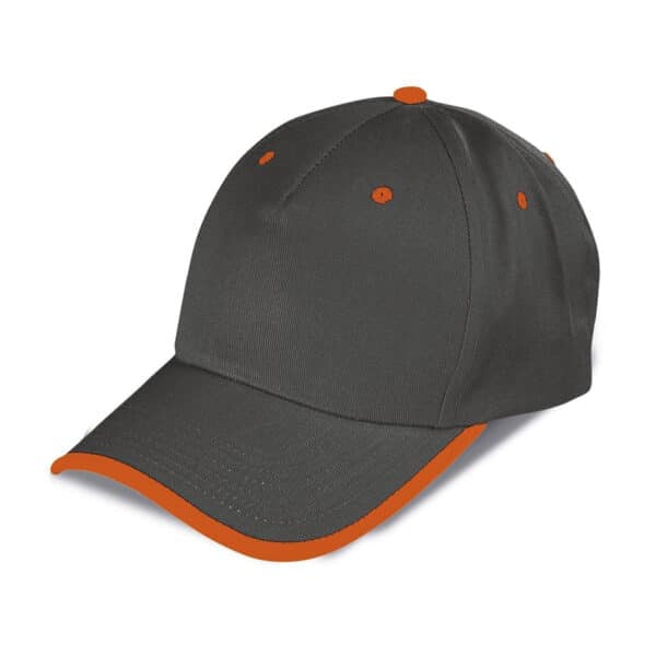 cappellino personalizzato a 5 pannelli con orlo a contrasto, colore grigio