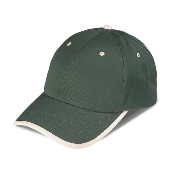 cappellino personalizzato a 5 pannelli con orlo a contrasto, colore verde