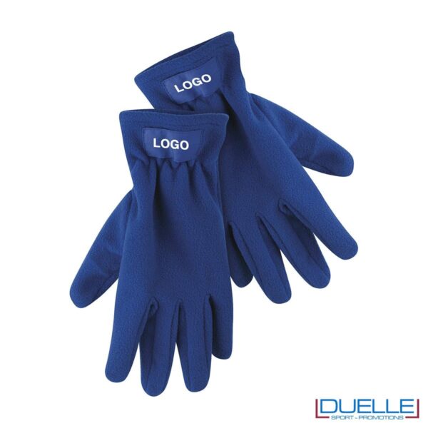 guanti in pile personalizzati in colore blu royal, guanti invernali personalizzati