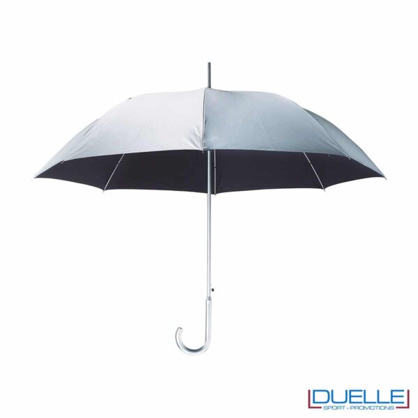 Ombrello personalizzato in alluminio MAXI 27" argentato con interno a contrasto.