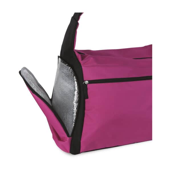 particolare chiusura termica della borsa sportiva colore FUXIA ideale per la palestra, borse sportive personalizzate, gadget sportivi personalizzati