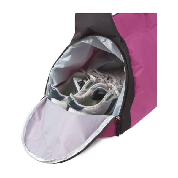 particolare chiusura porta scarpe della borsa sportiva colore FUXIA ideale per la palestra, borse sportive personalizzate, gadget sportivi personalizzati