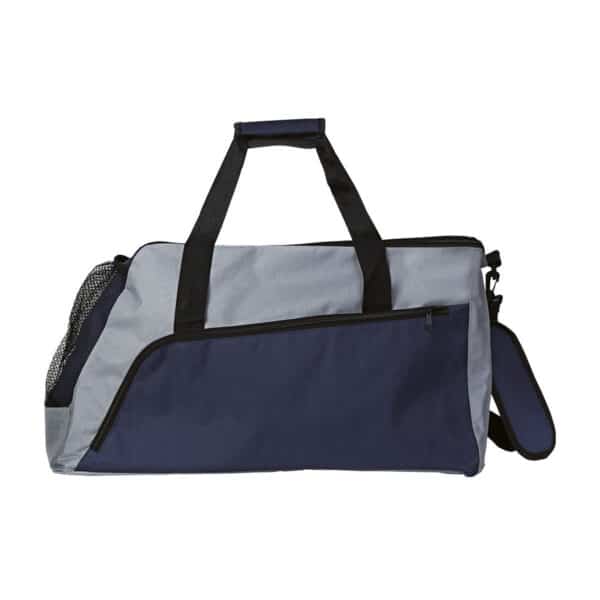 Borsone sportivo personalizzato colore GRIGIO e BLU, borse sport personalizzate, gadget sportivi personalizzati