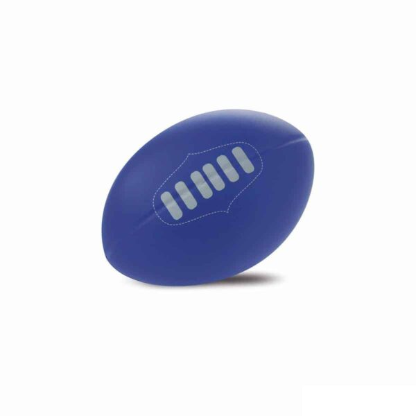 antistress personalizzato a forma di pallone da rugby blu, gadget sportivi personalizzati