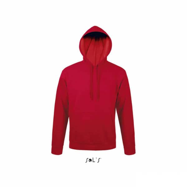 felpa personalizzata con cappuccio senza zip in colore rosso