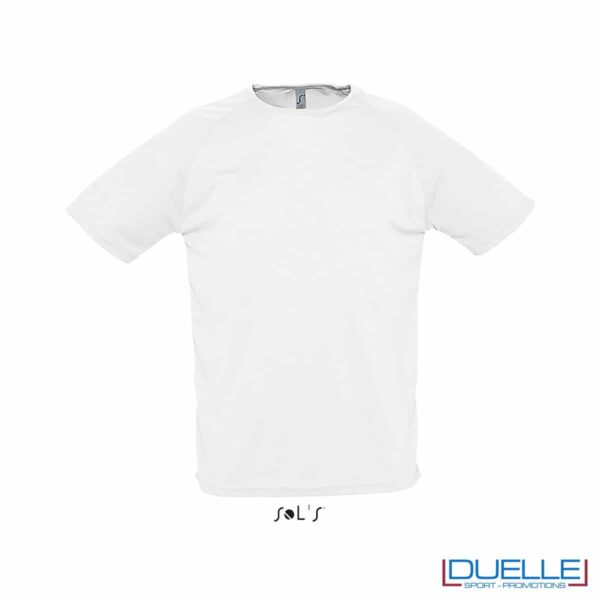 t-shirt sportiva colore bianco con effetto traspirante, abbigliamento sportivo personalizzato