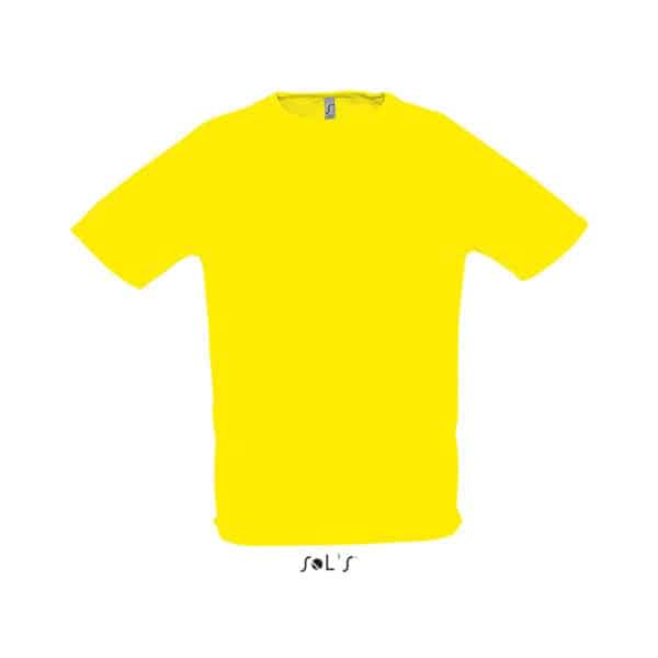 t-shirt sportiva colore giallo limone con effetto traspirante, abbigliamento sportivo personalizzato