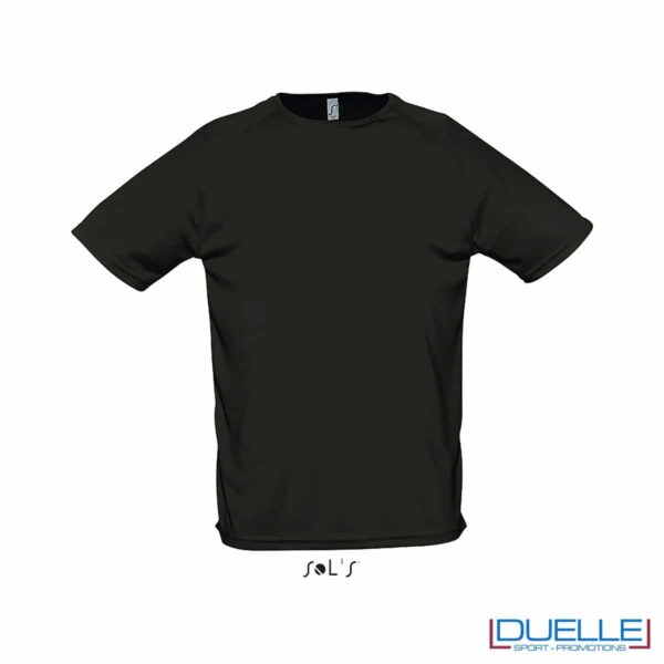 t-shirt sportiva colore nero con effetto traspirante, abbigliamento sportivo personalizzato