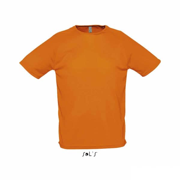 t-shirt sportiva colore arancione con effetto traspirante, abbigliamento sportivo personalizzato