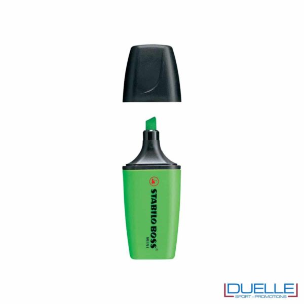 evidenziatore personalizzato stabilo boss mini colore verde, evidenziatori personalizzabili personalizzati mini verdi