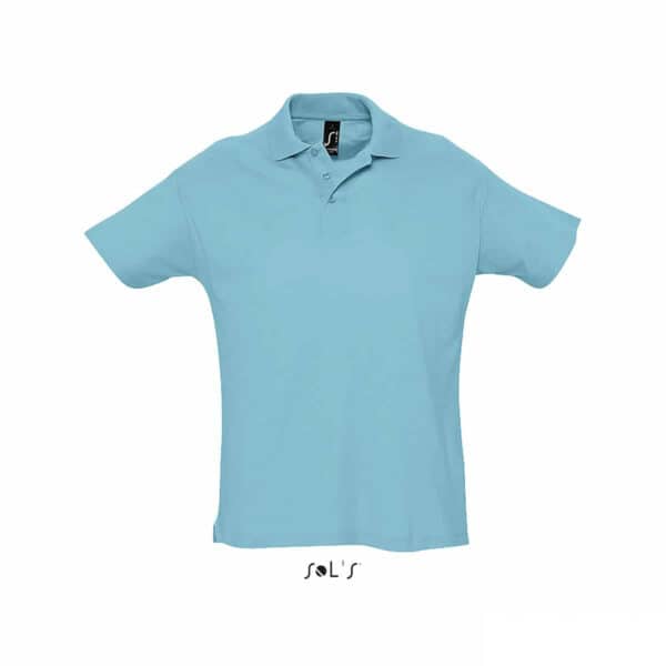 polo personalizzata colore blu atollo, polo piquet personalizzata