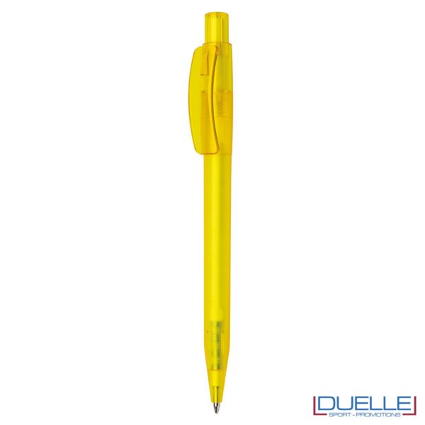 Penna Made in Italy personalizzata giallo effetto frost, gadget aziendali, penne personalizzate, gadget personalizzati, articoli promozionali